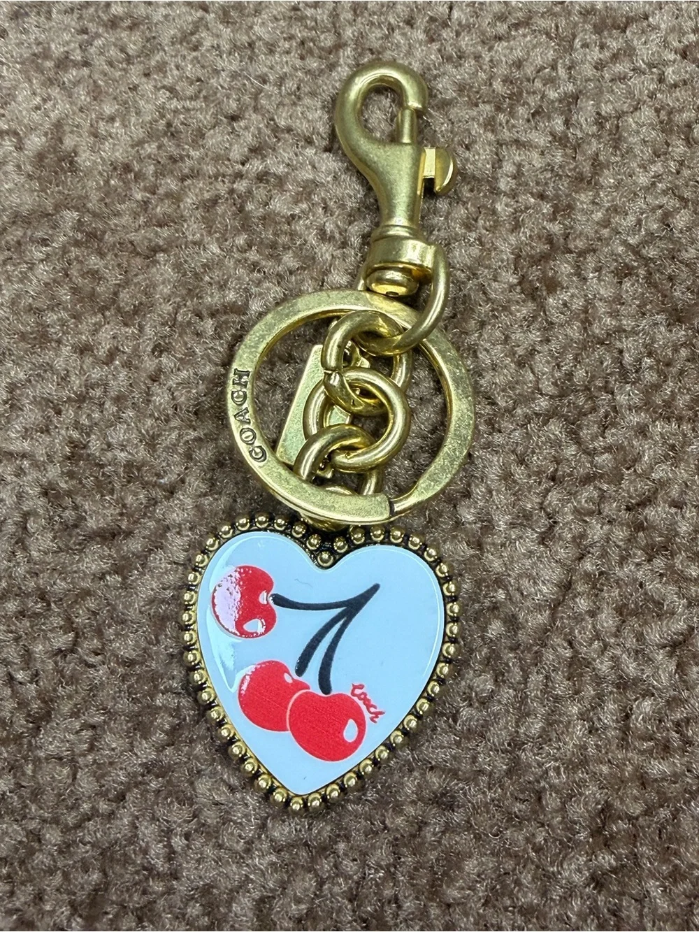 COACH Cherry Heart Keychain/ Bag Charm